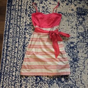 Maeve Anthropologie Pink and White Striped Dress
